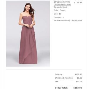 David’s bridal strapless crinkle chiffon dress